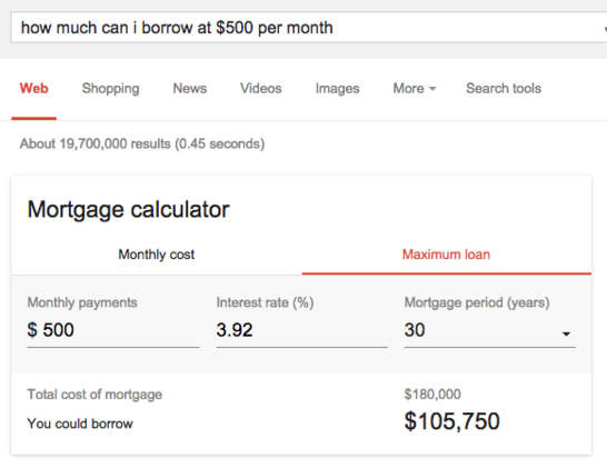 Google's mortgage calculator stopped working