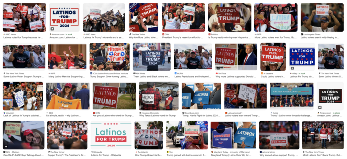 Posters showing "Latinos For Trump"