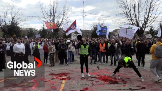 "Evil needs to stop": Serbians hold anti-government protests after railway station canopy collapse