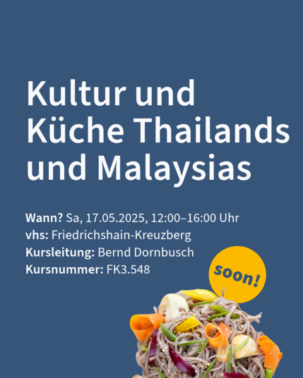 Ein thailändisches Nudelgericht und der Button "Soon"