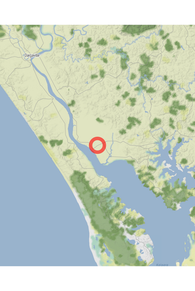 Map of the location of the observation: Ruawai, New Zealand, (latitude: -36.13, longitude: 174.04).