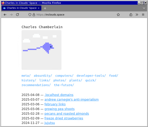 Screenshot of the website under inclouds.space