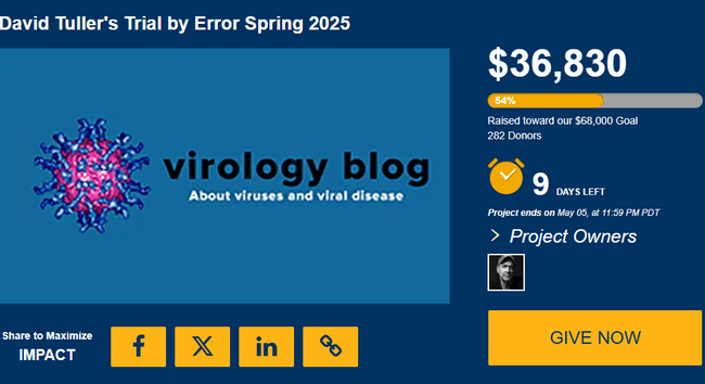 David Tuller's Trial by Error Spring 2025

Virology blog logo
Image
Share to Maximize
IMPACT
$36,830
54%
Raised toward our $68,000 Goal
282 Donors
 9 days left
Project ends on May 05, at 11:59 PM PDT
 Project Owners
Project Owner Image