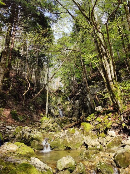 Au pied de la cascade au nom évocateur : le trou de la marmite.