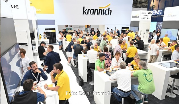 Im Bild der Messestand von Krannich Solar auf der Intersolar 2024.