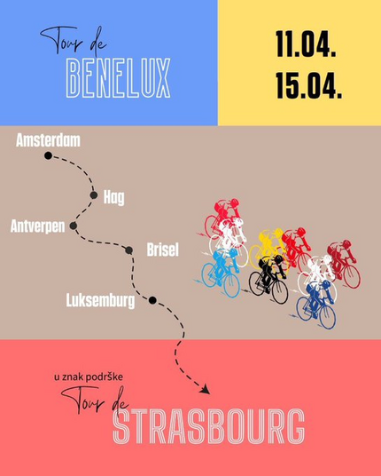 Tour de #BENELUX from #Amsterdam to #Strasbourg !

Support to student cyclists on their journey from #NoviSad  #Serbia  to Strasbourg  tourdestrasbourg.com/