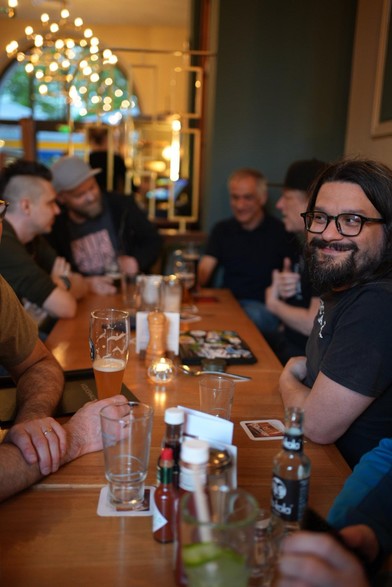People happily sitting in a restaurant