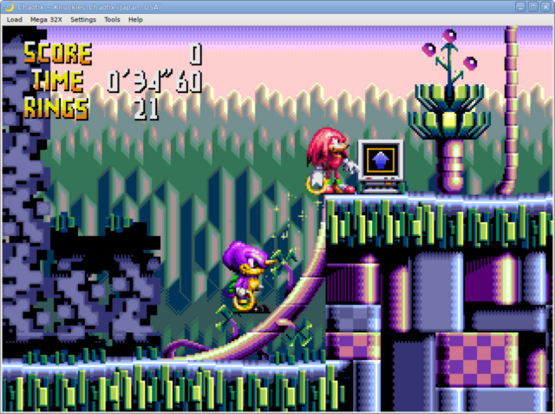🕶️ A view of his UI with the spin-off of Sonic the Hedgehog released on 32x Knuckles Chaotix (thanks to Stupeflo for rectifying my error).

📚️ ares is a libre, multi-platform and mature multi-system emulator (Atari, Bandai, Coleco, NEC, Nintendo, Sega, SNK, Sony, Microsoft MSX & Benesse), derived from the higan and bsnes emulators, it uses their code, focusing on emulation precision and preservation. The goal is to faithfully reproduce the operation of these consoles in order to preserve the history of video games and prevent certain titles from being forgotten. It notably offers an integrated interface, saving the state of the current game, rewinding/forwarding a game, support for shaders, synchronization of audio and video flow, color correction, and configuration of controls in one go.