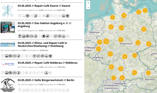 Anstehende Reparatur Cafés dieses Wochenende.