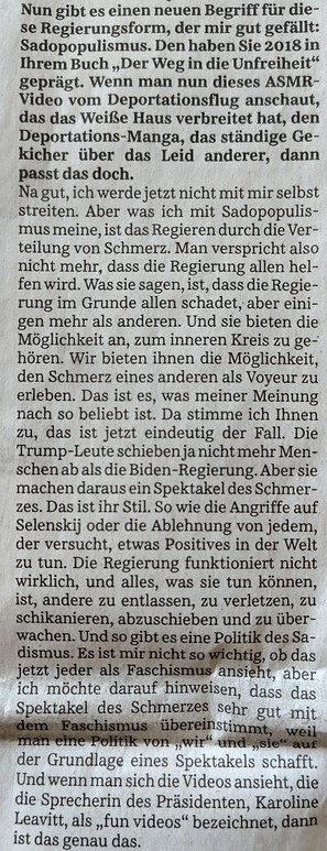 Ausschnitt aus einem SZ Interview mit Timothy Snyder.
