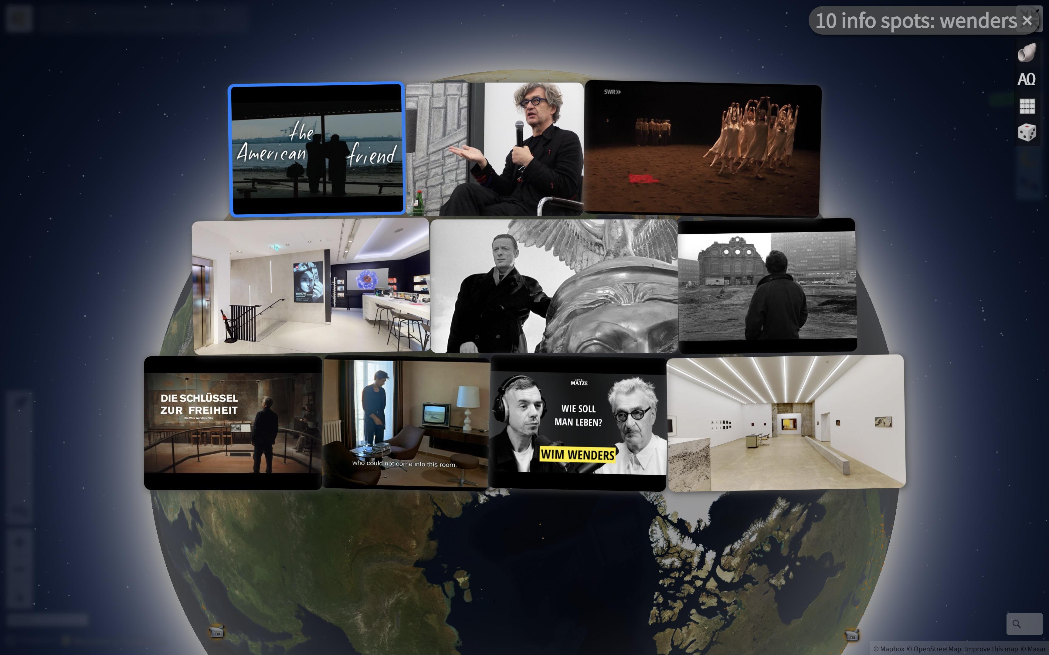 rows of thumbnails are positioned in an elegant way between the top edge and the center of the screen