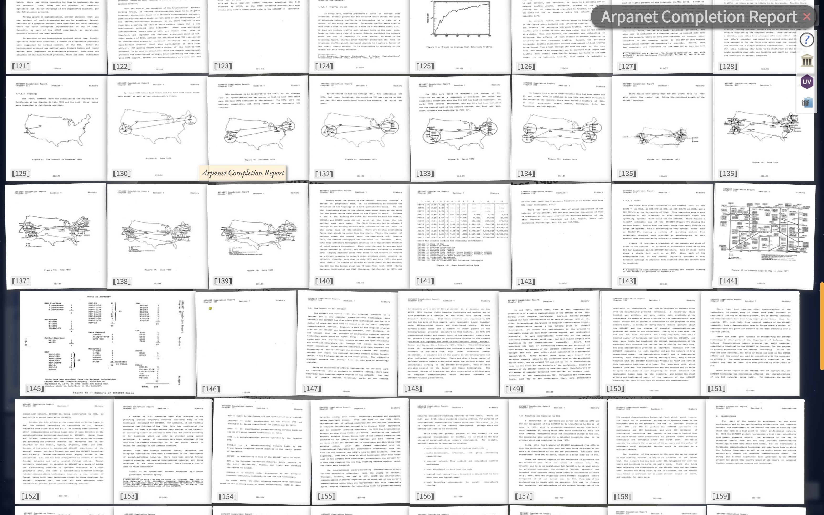 White page previews and some US charts of the early ARPAnet