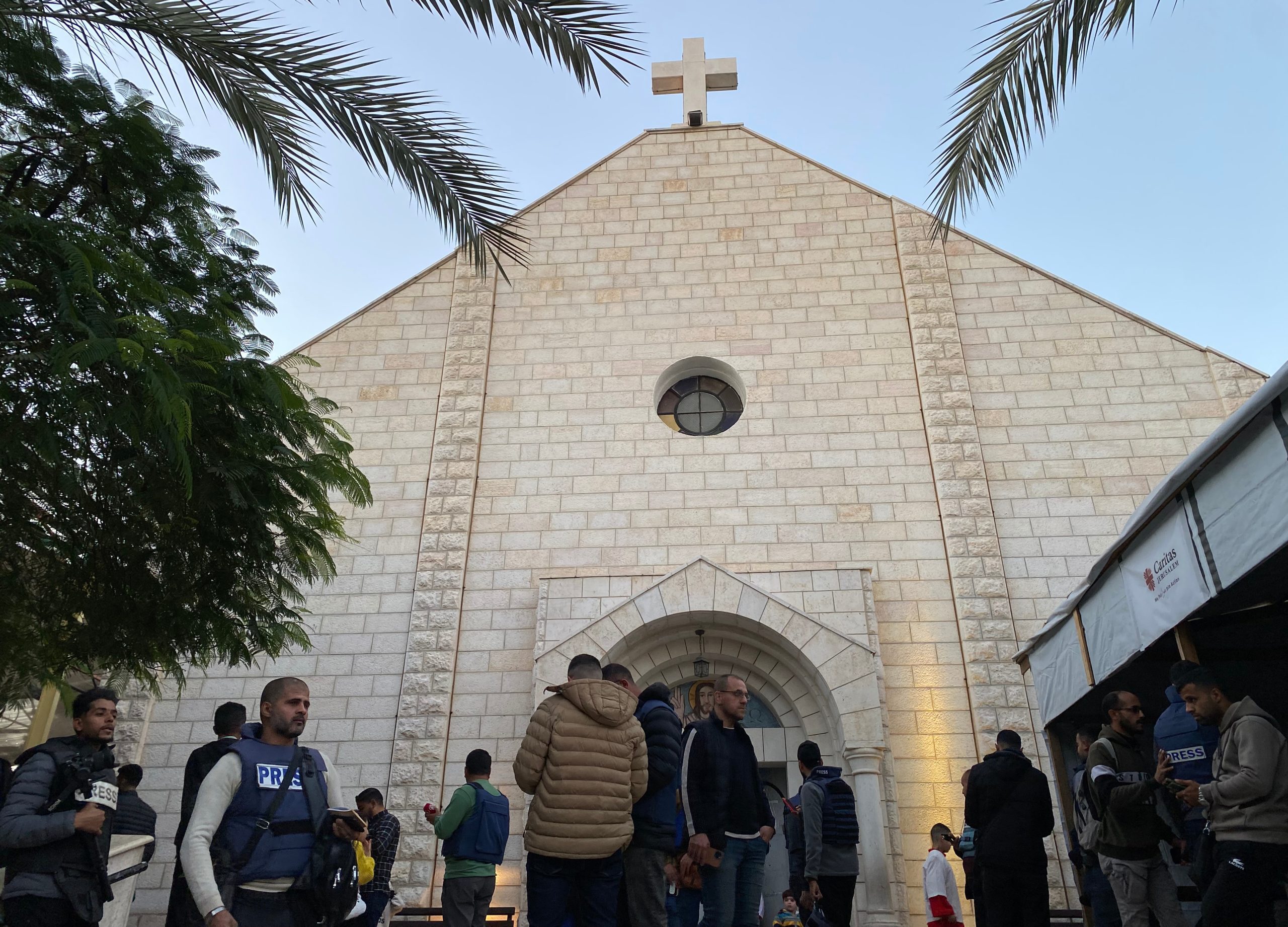 Palestinian Christians participate in the Christmas Mass at the Church of the Holy Family in Gaza City, December 24, 2024. (Photo: Hadi Daoud /APA Images)
