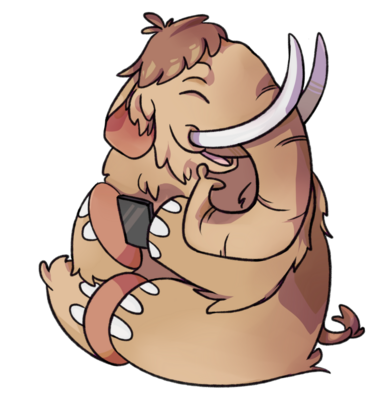 Ein freundlich wirkendes Mastodon (als Comiczeichnung), das Mastodon-Maskottchen in alternativer Form.