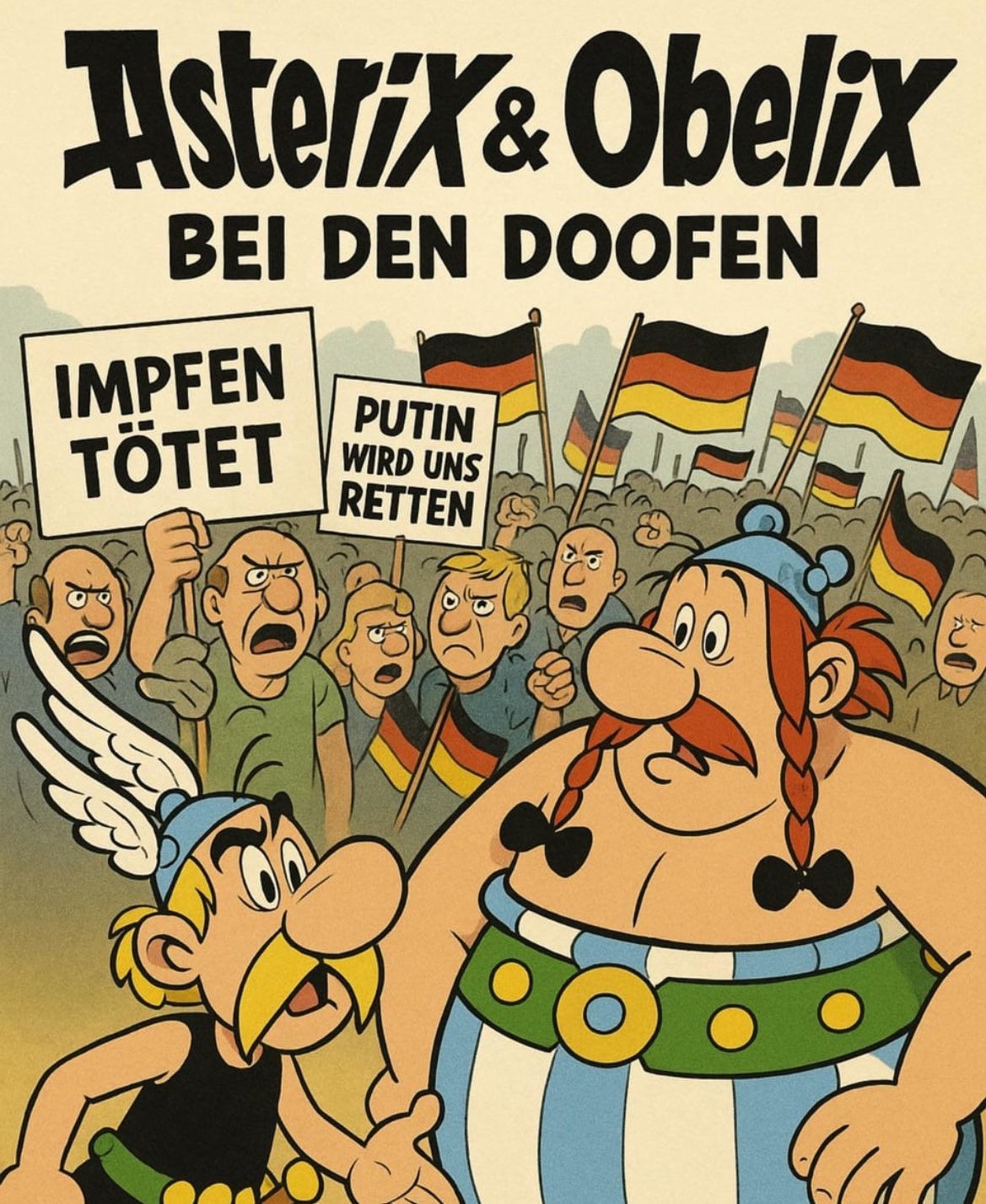 Zeichnung Asterix und Obelix bei den doofen