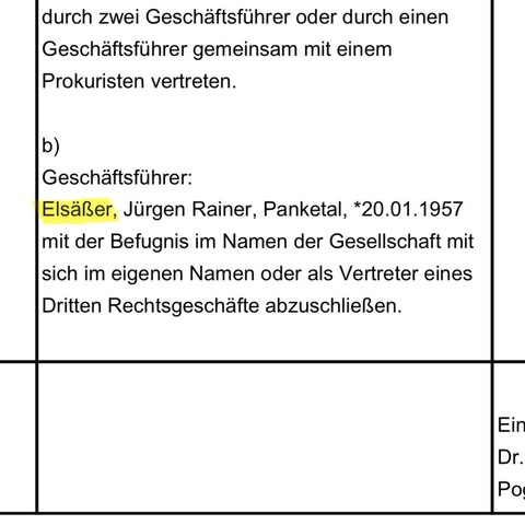 Ausschnitt aus dem Handelsregister Stemdal mit der beschriebenen Schreibung des Nachnamens