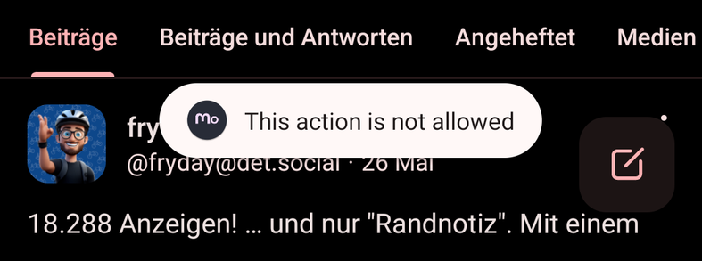 Screenshot der Fehlermeldung