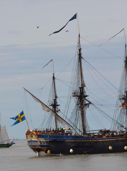 Heckteil eines Segelschiffs (GOETHENBORG, Nachbau eines schwedischen Ostindienfahrers aus dem 18. Jahrhundert.)