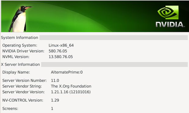 Nvidia Systeminformationen Screenshot - Linux-, Nvidia- und Computerinformationen.