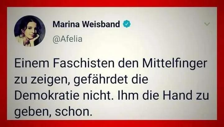 Marina Weisband, einem Faschisten den mittelfinger zu zeigen gefährdet die Demokratie nicht in die Hand zu geben schon