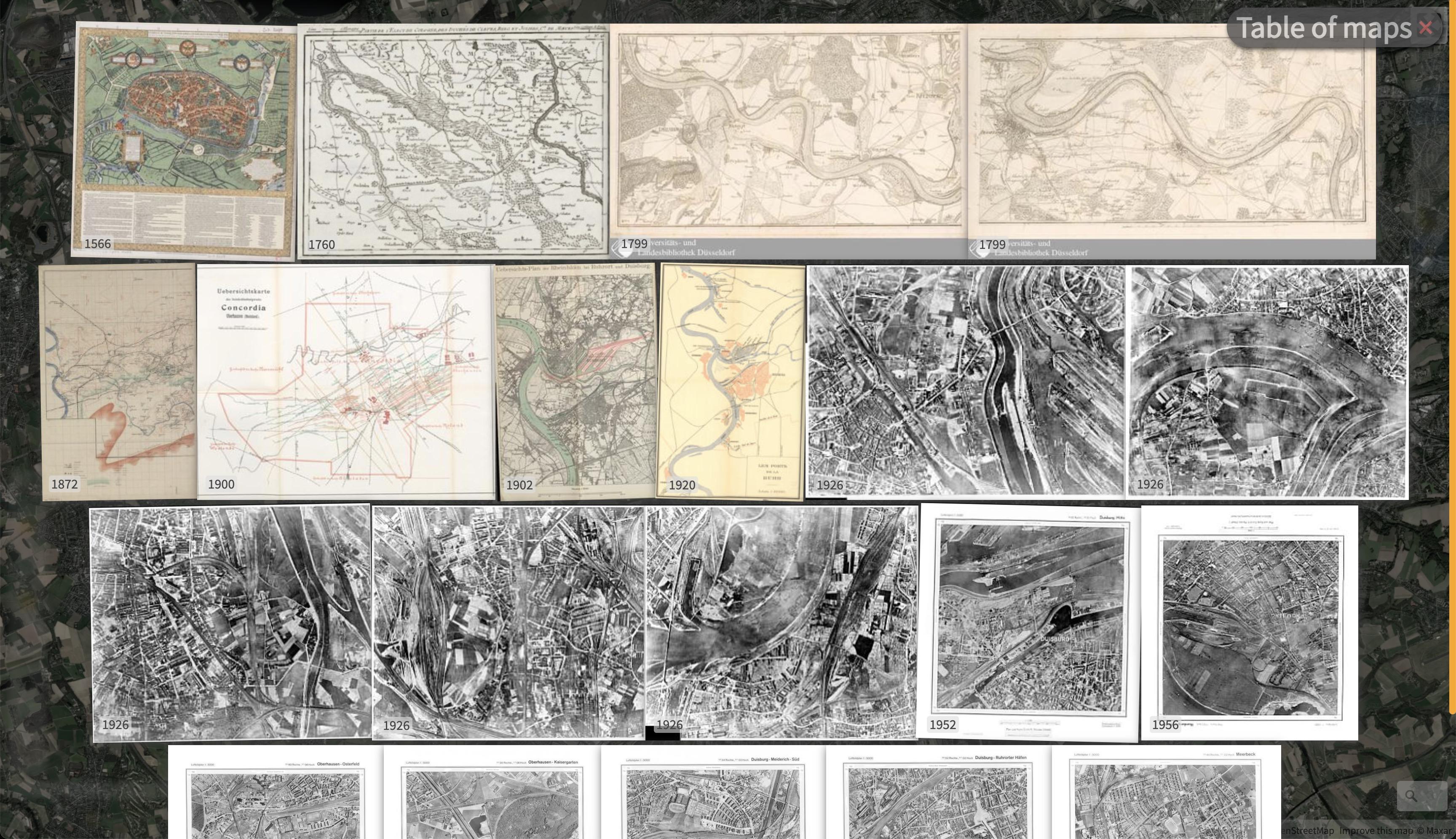 image thumbnails of old maps and aerials