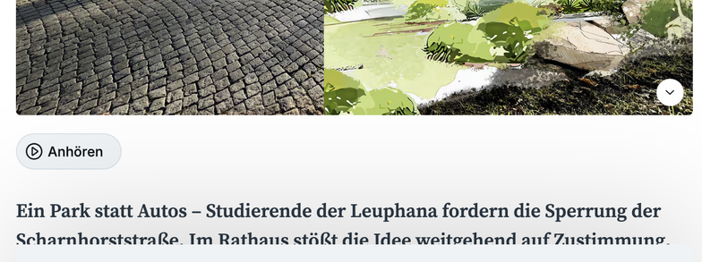 Ein Park statt Autos – Studierende der Leuphana fordern die Sperrung der Scharnhorststraße.