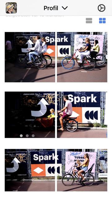 Screenshot aus der Impressia-App mit einer zweispaltigen Darstellung der Bilder in der Profilansicht.

Die Doppelposts füllen jeweils eine Spalte aus.