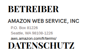 Das Bild zeigt das Impressum von Qobuz, was ein Amazon Dienst ist.