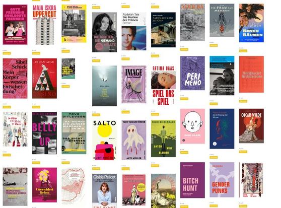 zusammengeklebte Screenshots der Startseite des Buchladens: zig verschiedene interessante, aktuelle Romane und Sachbücher