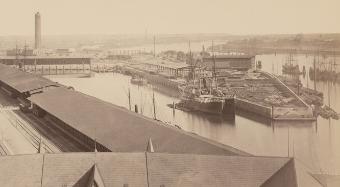 Altes Photo. Baustelle des Strandkai