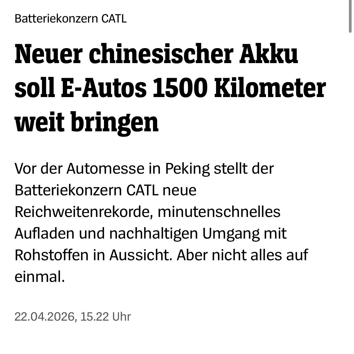 neuer chinesischer Akku soll E_Autos  1500 Km weit bringen