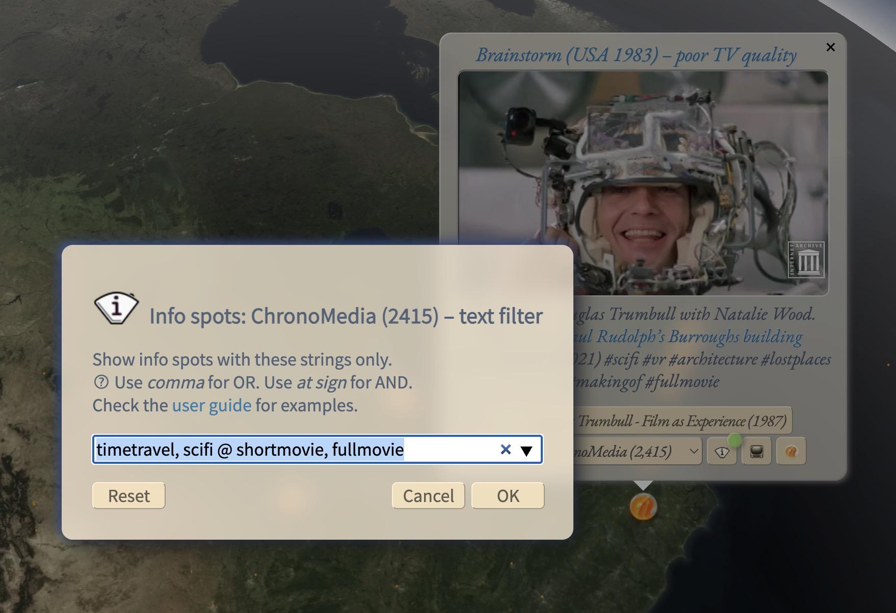 set the chronomedia filter to "timetravel, scifi @ shortmovie, fullmovie"