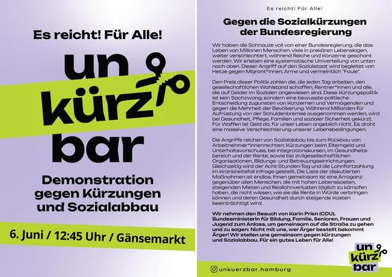Alt-Text, Teil 2 Gleichzeitig wird der Acht-Stunden-Tag und die Lohnfortzahlung
im Krankheitsfall infrage gestellt. Die Liste der diskutierten
Maßnahmen ist endlos. Ihnen gemeinsam ist eine Arroganz
gegenüber allen Menschen, die mit hohen Lebenskosten,
steigenden Mieten und Reallohnverlusten täglich zu kämpfen
haben, die nicht wissen, wie sie die Rente in Würde verbringen
können und deren Gesundheit durch steigende Kosten
beeinträchtigt wird.
Wir nehmen den Besuch von Karin Prien (CDU),
Bunde…
