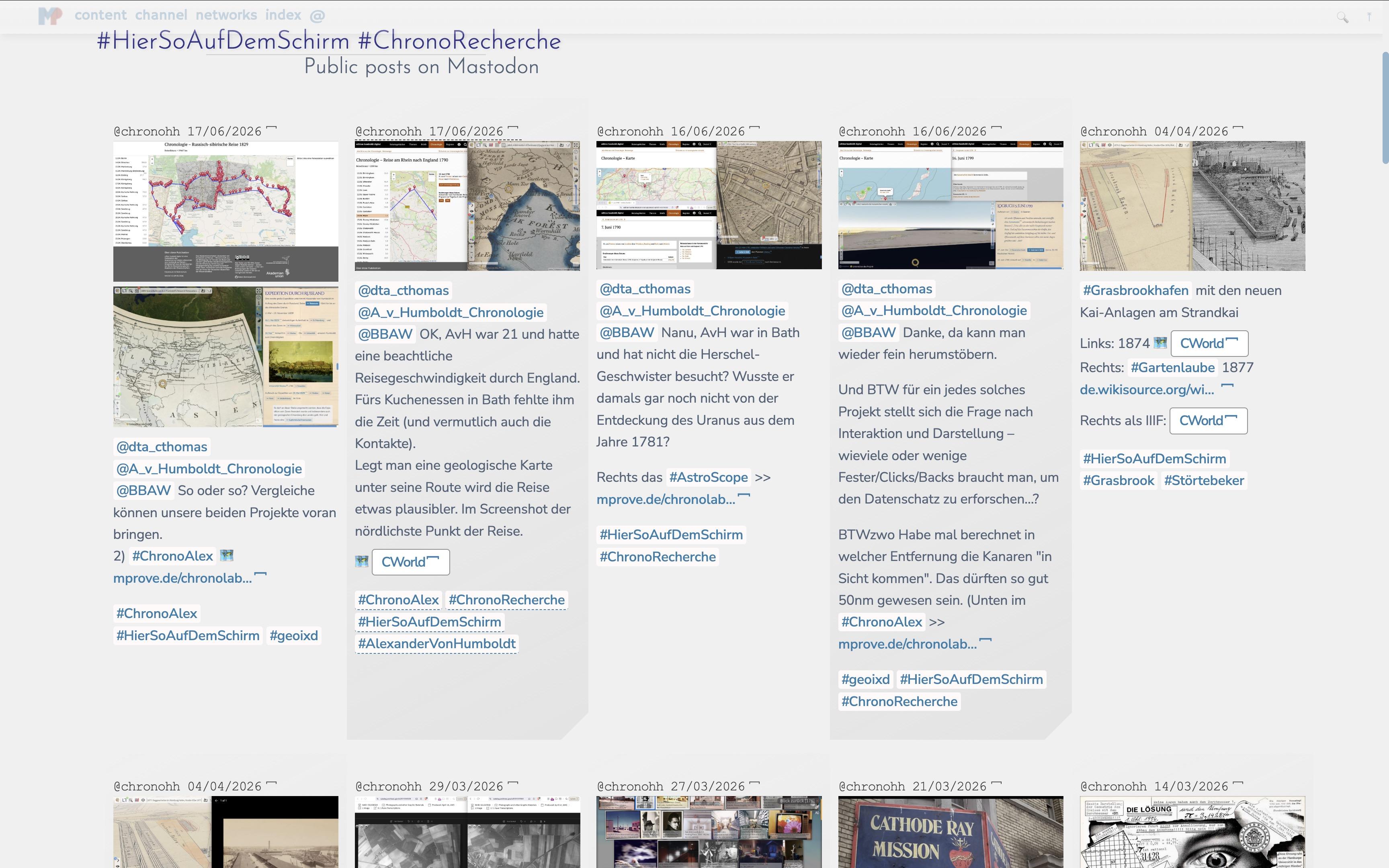 5 Posts in 5 Spalten eines RSS Browsers