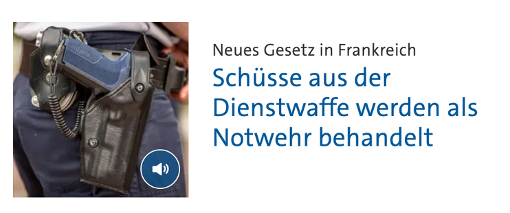 Neues Gesetz in Frankreich Schüsse aus der Dienstwaffe werden als Notwehr behandelt