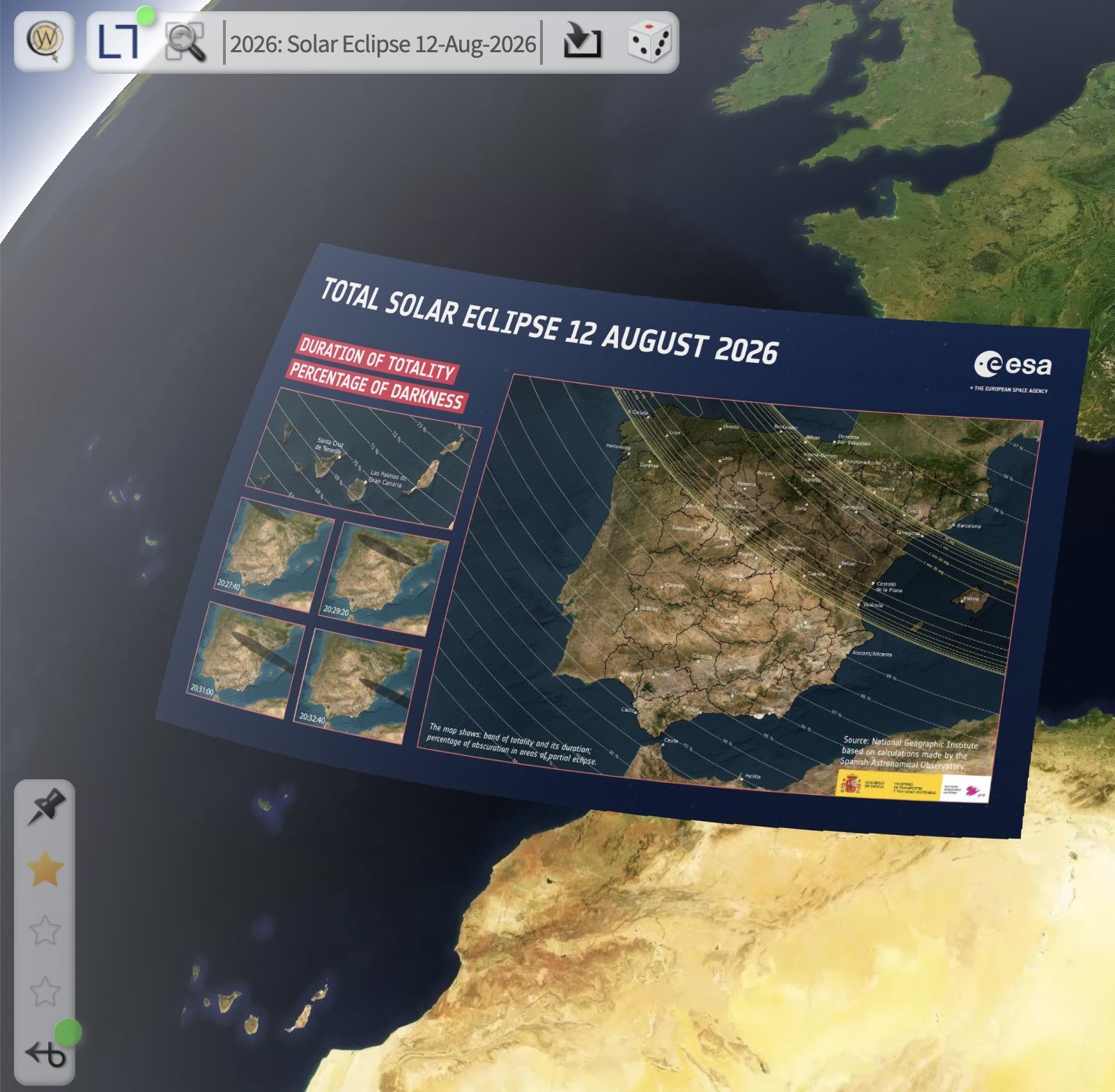 a map showing the path of the moon’s shadow over Spain