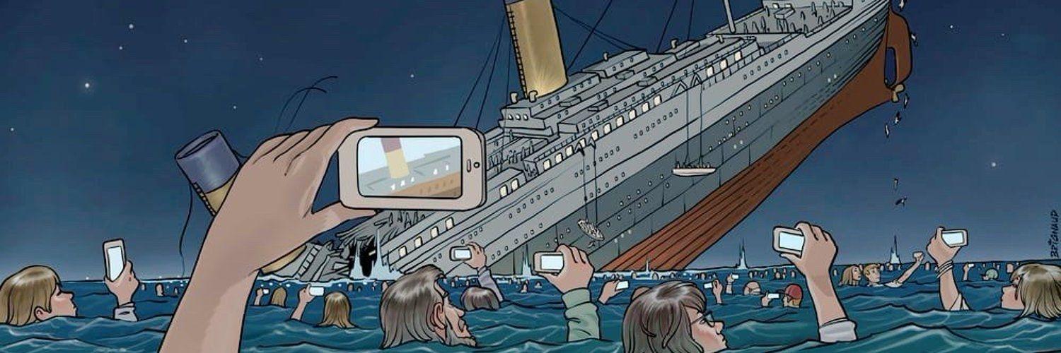 Zeichnung untergang der Titanic Ertrinkende machen letztes selfie
