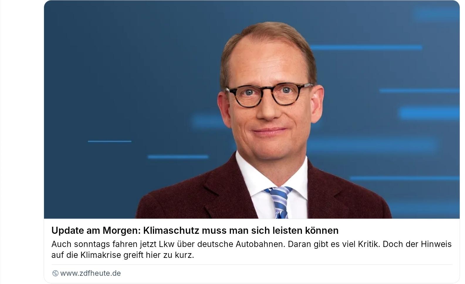 ZDF heute Kommentar, Klimaschutz muss man sich leisten können