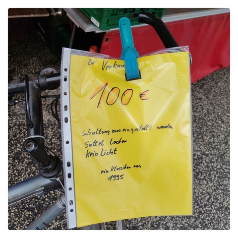 100€ für einen "Klassiker von 1995"

Kein Licht, lockerer Sattel, Schaltung muss eingestellt werden