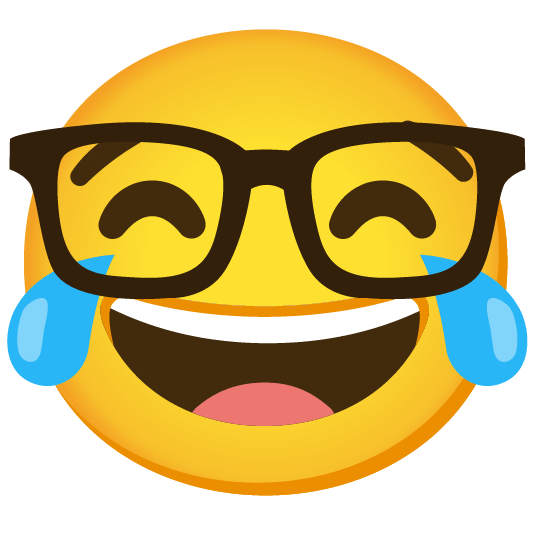 Emoji Kitchen-Sticker der Emojis 😂 und 🤓
