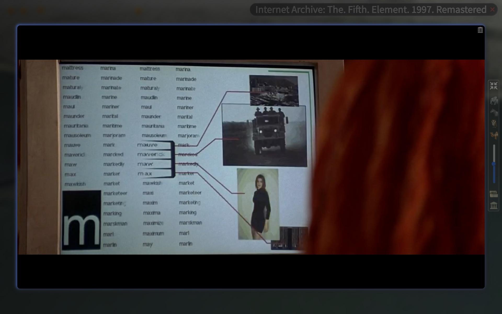 onscreen lexicon for the letter m