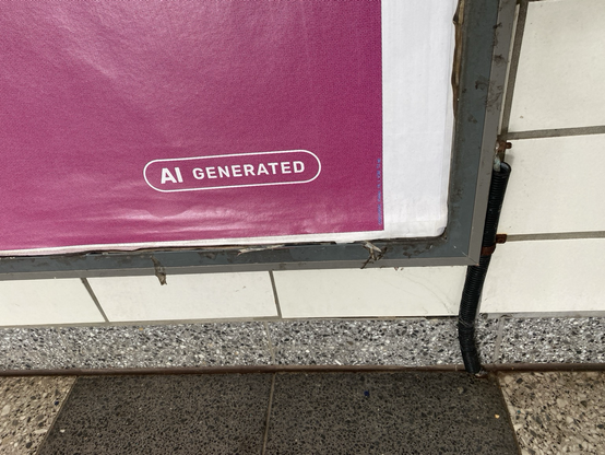 Das motiv, mit dem Katjes für  den Brustkrebsmonat wirbt, ist Ki-generiert. Ich habe die Kennzeichnung fotografiert..